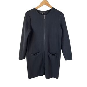 Banana Republic Full Zip Collarless Heavyweight Coat Jacket Black Women's Sz XS